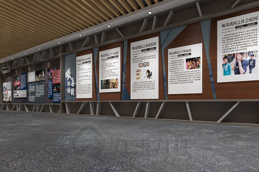 智慧禁毒警示教育展覽館設計,數(shù)字化禁毒展覽館施工,高科技禁毒教育展廳裝修