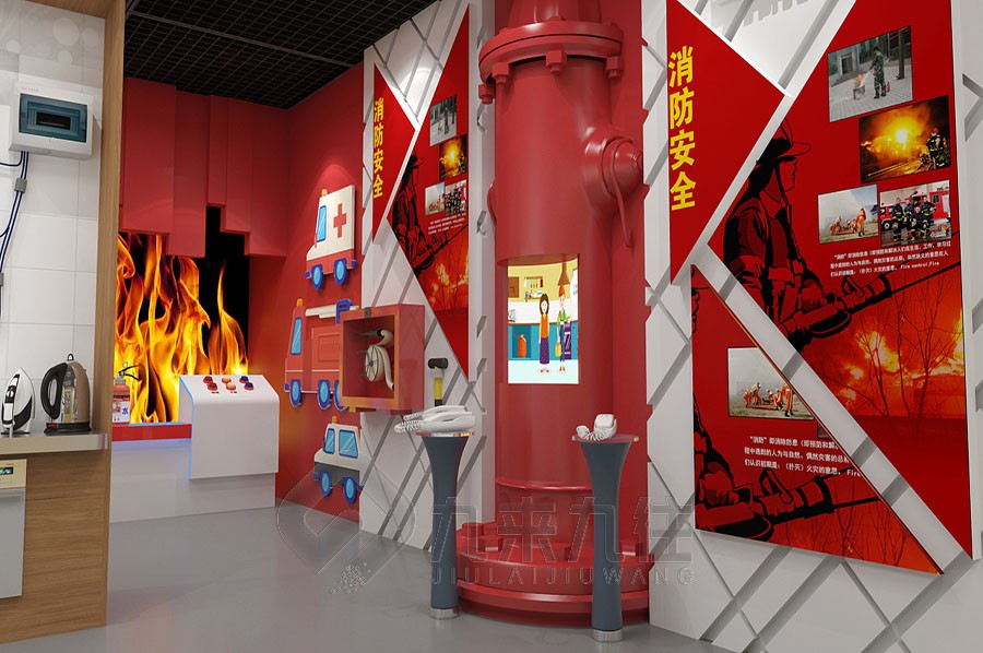 消防安全體驗(yàn)館設(shè)計(jì), 多媒體互動消防展廳, 智能火災(zāi)預(yù)警系統(tǒng), 火災(zāi)逃生演練, 消防設(shè)備展示